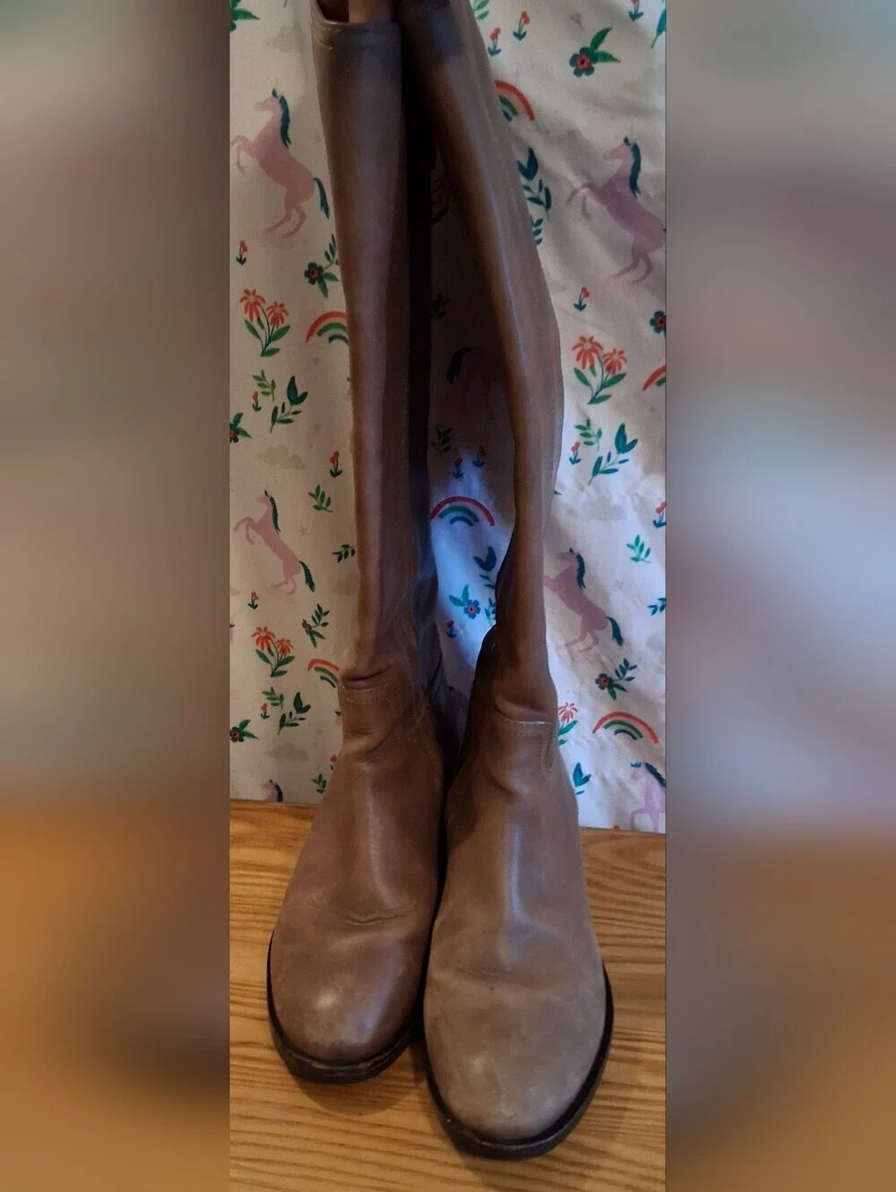 Tory Burch Fulton Grey Leather Over-the-Knee Equestrian Western Riding Boot SZ 8